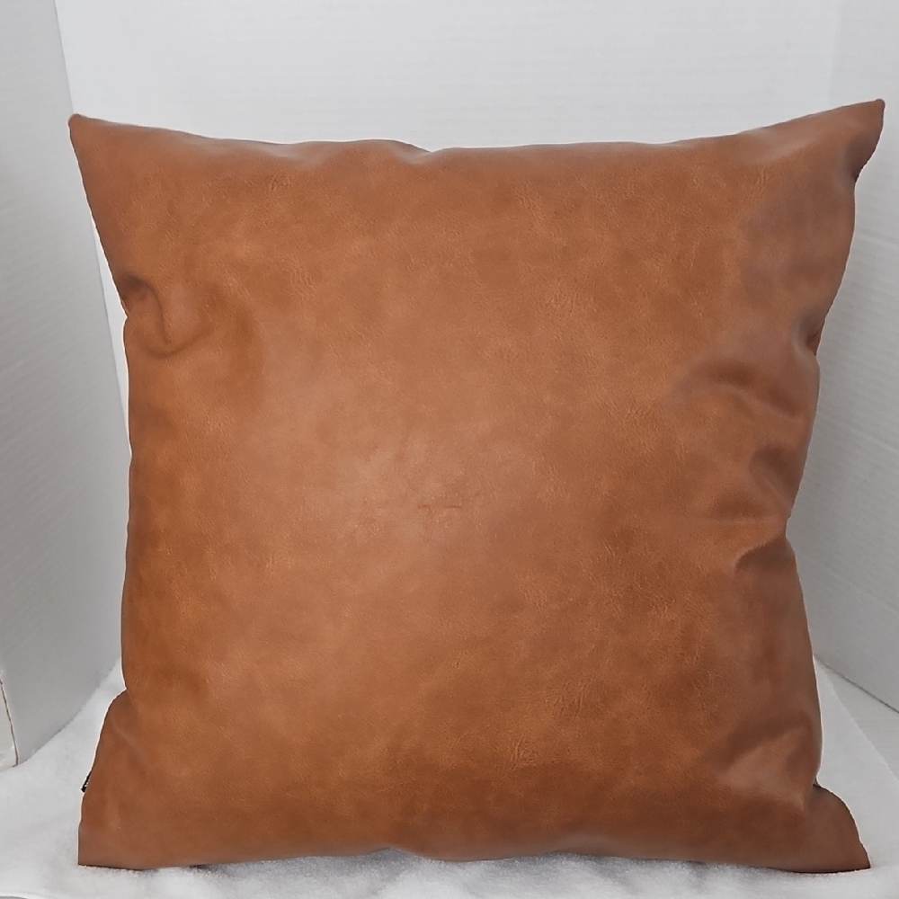Homfiner Luxurious Faux  Leather Caramel Washable Accent Pillow